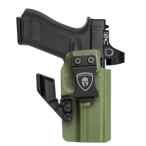 WARRIORLAND IWB Kydex Holster, Fit for Glock 17 Gen 3-5 & G22/31 Gen 3-4 & G47 Gen 5 & Listed Models' MOS Version, Inside Waistband Concealed Carry, Optic Ready w/Claw, Adj Cant, Right Hand, OD Green