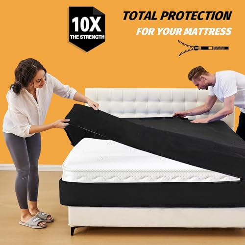 Mattress Bags for Moving, BETU Mattress Protector Waterproof Mattress Cover Full Size Storage Bags with 8 Heavy-Duty Handles and Zipper for Bed Extra Thick Large Reusable (77"x57"x15" Black) by BETU - Image 2