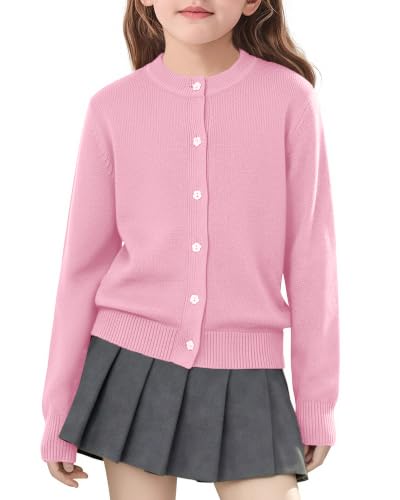 Image of Girls Cardigan Sweater School Uniforms Toddler Long Sleeve Button Knit Solid Sweaters Tops