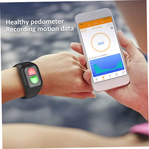 Fitness Trackers, SOS GPS-trackingarmband met noodoproepfunctie, locatie, fitnesshorloge voor senioren en kinderen, waterdichte activiteit in zwart - Afbeelding 6