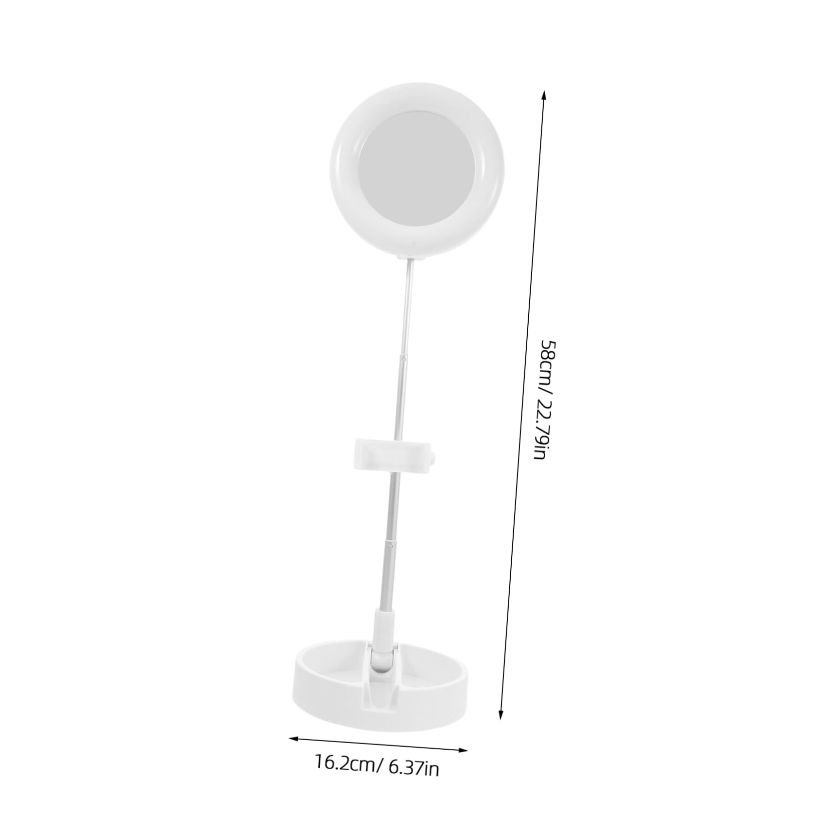 VILLCASE 1Pc Folding Phone Stand with Makeup Mirror Light Modes Portable Ring Light for Live Streaming Video Recording Compatible with Smartphones Rechargeable