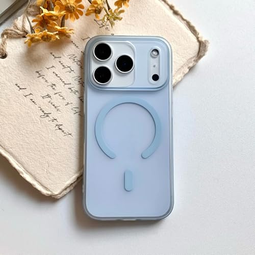 Coque magnétique iPhone 16 fine antichoc polycarbonate translucide bleu