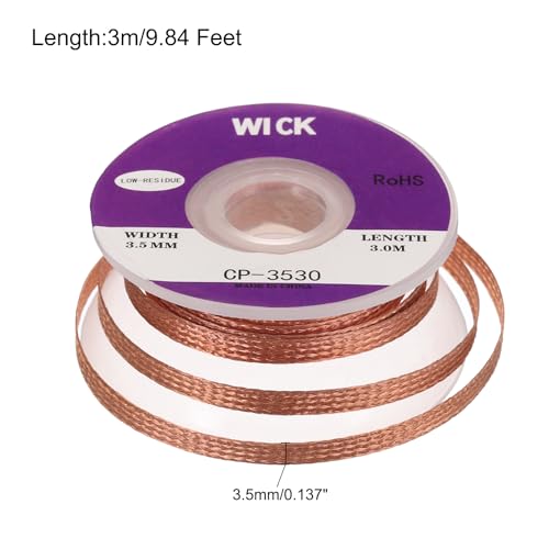 Image of MECCANIXITY Solder Wick Braid No-Clean Desoldering Wick Braid 0.14 In Width 10 Feet Length for Remove the Solder Electrical Components 1 Pack