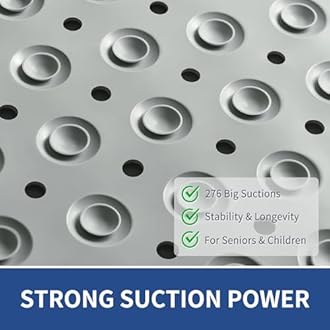 OTHWAY Large Shower Mat 34"x 23", TPE Non Slip Shower Mat for Walk in Shower Stall, Inside Shower Mats with Drain Holes Suction Cups, Anti-Slip for Elderly Kids (Dark Grey)