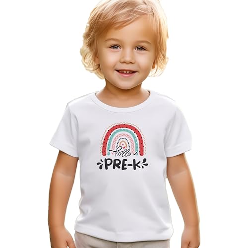 Hello Pre-K #19 Toddler Shirts, 2T-4T, Girls, Rainbow, Great for The First Day of School Or Everyday Wear