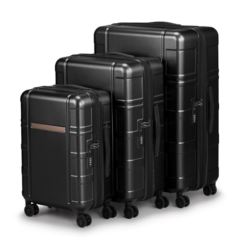 3 Piece Luggage Sets,20/24/28" Expandable Carry On Suitcase,Lightweight Luggage,Hardshell PC Travel Suitcase,Durable Suitcase Rolling Luggage,with TSA Lock & Spinner Wheels,for Men and Women (Black)4