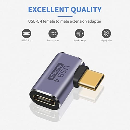 Duttek USB C Adapter 40Gbps,Right Angle USB C Adapter Supports 8k@60HZ and 100W fast charging,USB C Right Angle Adapter Compatible with Thunderbolt 3/4,USB Type C interface devices