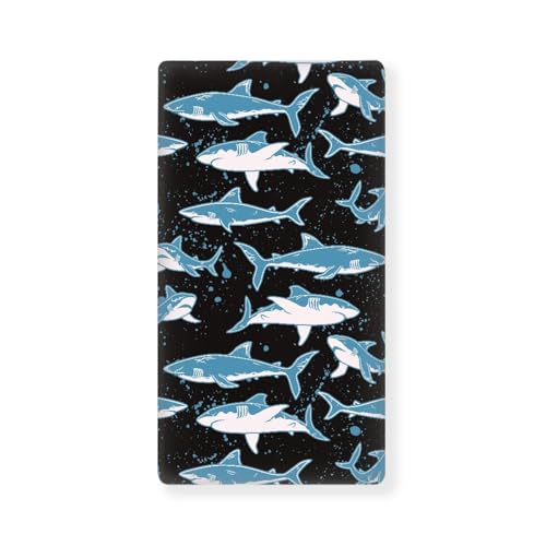 Image of Blue Sharks Fitted Crib Sheet Marine Sharks Baby Crib Sheet Fit Standard Crib and Toddler Mattress,Crib Mattress Sheets for Boys Girls 28 inchx52 inch