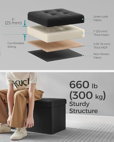 Image of SONGMICS 30 Inches Storage Ottoman, Foldable Bench with Flipping Lid