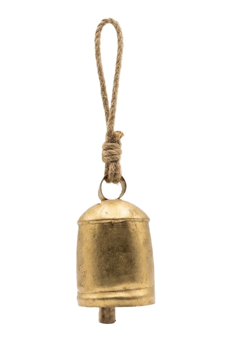 Large Handmade Rustic Vintage Lucky Cow Bells 6" Set of 1 On Rope Wall Hanging Décor-image-44