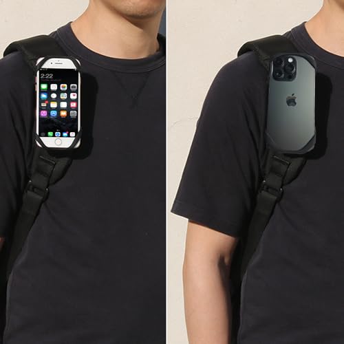 HEZEN Backpack Strap CellPhone Holder, Phone Holder For Shoulder Strap With Detachable,Phone Strap Pack Clamp, Fit Hiking, climbing,Traveling