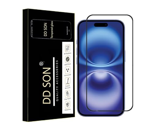 Image of DD SON Tempered Glass Screen Protector Compatible for iPhone 16 Smartphone (6.1 Inch) HD Glass with Edge to Edge Coverage and Easy Installation kit,Black