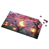 Rompecabezas para adultos, 1000 piezas de flores de cerezo y linternas de luna, juguetes para edades de 8 a 13 años, rompecabezas de 500 piezas (1000 piezas)