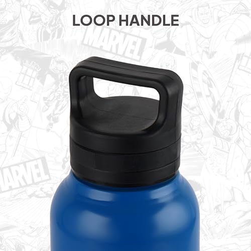 Image of CELLO Kidzbee Aqualoop 3D Captain America Design Stainless Steel Kids Water Bottle For Daily Use 790 ml, Blue | 3D Touch & Feel Print, Single Wall Fridge Safe Leakproof School Kids Water Bottle