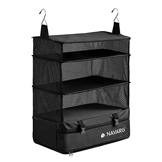 Navaris Organizador de Armario Colgante Plegable - con 3 + 1 Estanterías para Organizar Armarios Maleta de Viaje Equipaje Bolsos - Ahorra Espacio