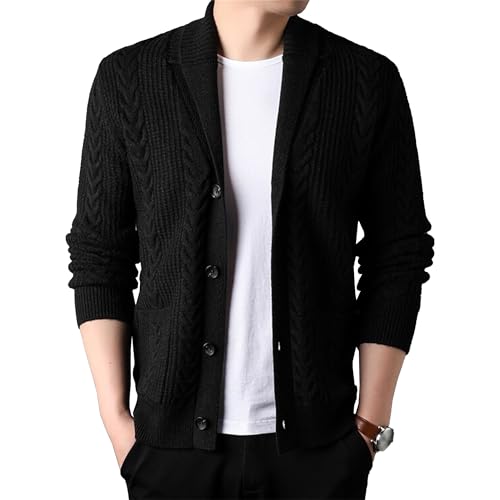 DGHM-JLMY Men's Casual Fashion Slim Knitted Coat Buttons Down Cable Knit Cardigan Sweater Shawl Collar Cable Knit Cardigans