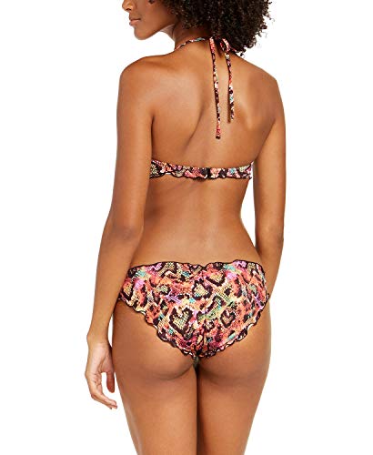 Sundazed Top de biquíni feminino Reptilia estampado Nixie com babados e frente única, Python Multi,