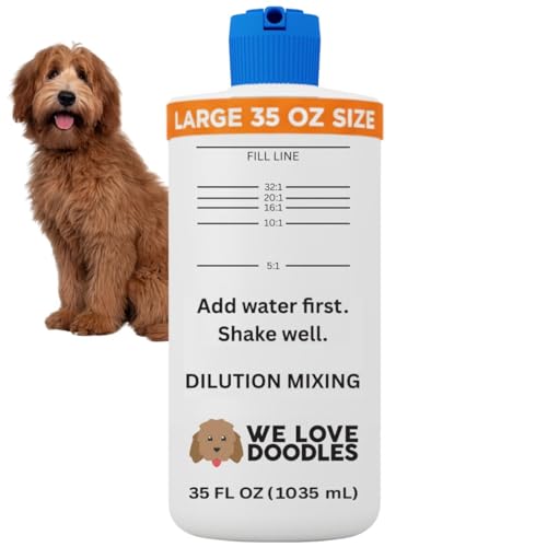 Dilution Bottle for Dog Shampoo Mixing Bottle for Professional and Home Grooming for Shampoo Conditioner and Solutions Unscented 35 oz (1 Pack) [We Love Doodles]