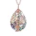 Tear Drop Abalone Tree of Life Necklace - Wire Wrap Abalone Shell Tree Of Life Healing Crystal Pendant Necklace Fashion Gold Plated Necklace Jewelry for Women