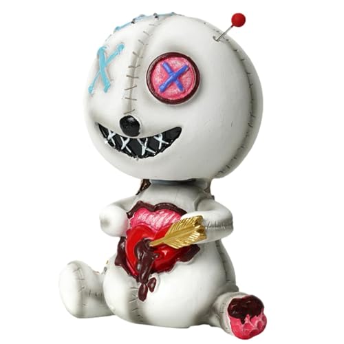 Ornamento de muñeca maldita - Decoración del tablero de Halloween, juguete de coche de bobblehead | Muñecas de tapa de sacudida figura espeluznante, muñeca de resina diseño espeluznante juguetes