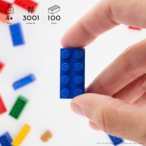 LEGO Steine Blau 2x4 Classic, 100 Stück - Einzelne Blaue Bausteine in der Großpackung, für LEGO Blaue Platte und Box, Einsteigerset… – Ansicht 5