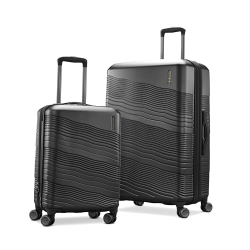 American Tourister Colorlite II 2 Piece Hard Side Expandable Luggage Set with Spinner Wheels, Black