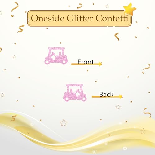 Image of 100pcs Golf Confetti, Pink Glitter Hole In One 1st Birthday Table Confetti, Golf Paper Cut Outs for Sport Themed Birthday /Baby Shower Party Table Decoration