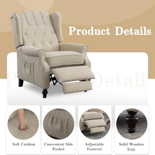 Sillón Recliner Plegable Beige miniatura 7