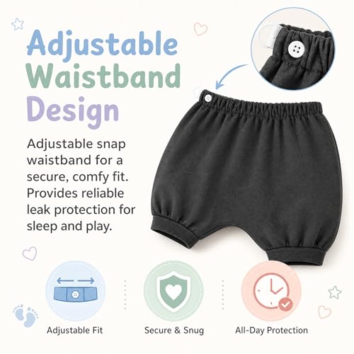 Image of MOEMOE BABY Bedwetting Diaper Pants Absorbent Potty Training Shorts 2 Pack | Reusable & Breathable for Small Accidents,2T-10Y
