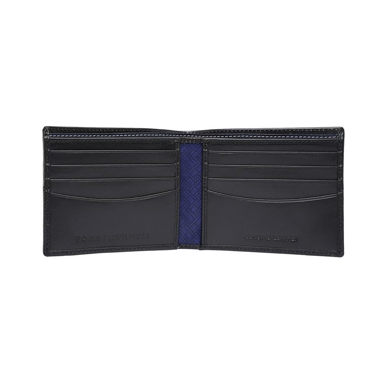 Image of Tommy Hilfiger Men Leather RFID Protected Tuxtla Slimfold Wallet - Black, No. of Card Slot: 8