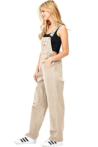 Revolt Women's Juniors Baggy Straight Leg Twill Overalls (S, Khaki)
