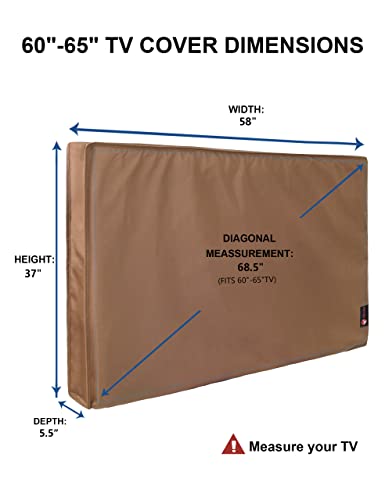 iBirdie Outdoor Waterproof and Weatherproof TV Cover for 60 to 65 inch Outside Flat Screen TV - Brown Cover Size 58''W x 37''H x 5.5''D - 7