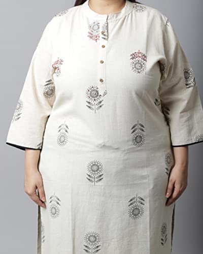 Image of Rajnandini Women's Cotton Regular Fit Jaipuri Printed Kurti (JOPLJPR10X)
