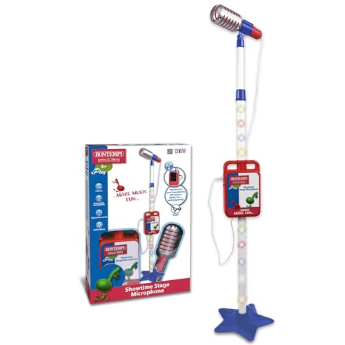 Bontempi 40 0810 MP3Stage Mic-Bühnenmikrofon mit MP3-Anschluss für vielseitige Performance, Blue Star, 210x210x1200 mm, Mehrfarbig