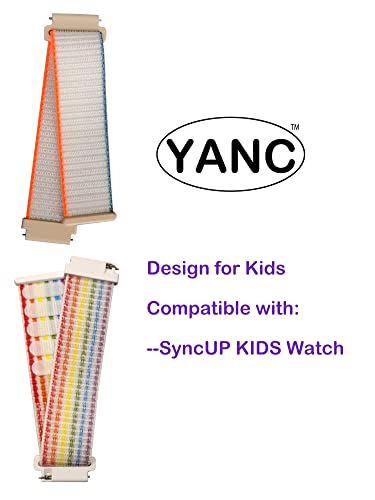 Image of YANC Blue Green White Rainbow for Boy Girl Power-velcro Watch Bands with Hollow Surfaces Compatible with T-mobile SyncUP Watch, 2 Packs(Rainbow Orange White)