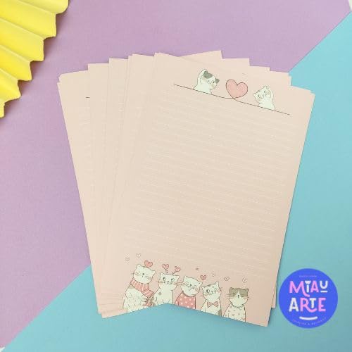 Kit Papeis de Carta com Envelopes La Palomita Gatinho - Carta, Mensagens