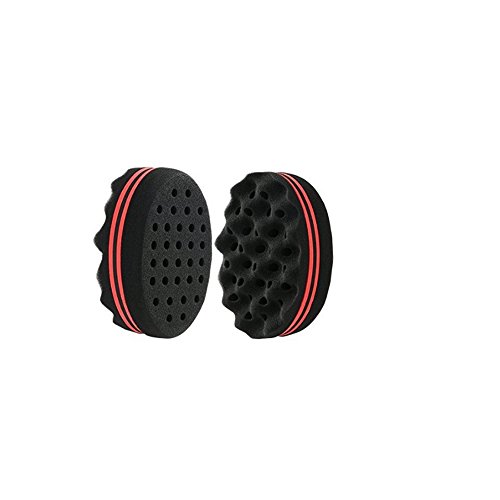 Magic Twist Hair Brush Double Side and Barber Curly Wave Dread Sponge Coil Dread lock Afro for Natural Hair 2 pack (8mm hole diameter black)