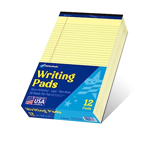 Papier canari en bloc légal WritePads 21,6 x 35,6 cm micro-perforé lot de 12