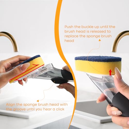 Image of Sponge Brush Refills for OXO Soap Dispensing Dish Brush - 4 Pack Dish Cleaning Soap Dispensing Head Replacement for Scrubber