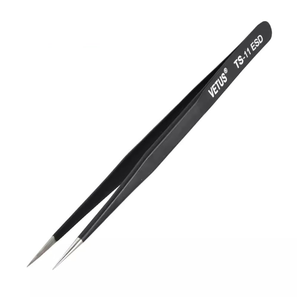 Vetus TS-11 ESD Anti Static Tweezers Stainless Steel Straight Fine Tip Precision Tweezers for Cell Phone Motherboard Repair Tools