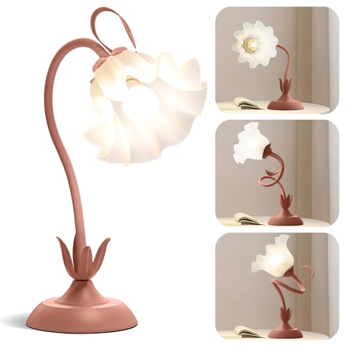 Image of WERFOP Flower Desk Lamp Cute Pink Table Lamp for Bedroom Girls Room