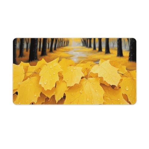 Tapis de souris de jeu motif feuilles jaunes d'automne avec éclairage LED immersif