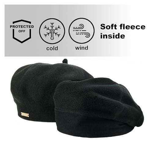 niceacsrise Beret - Warm Lined Wool Angora Knit Berets - French Paris Hat for Women