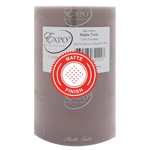 Image of Expo International Decorative Matte Tulle, Roll /Spool of 6 inch X 100 Yards, Lightweight Polyester Tulle Fabric for Tutus, Costumes, and Party Decorations, Washable, Easy-to-Use, Light Gray