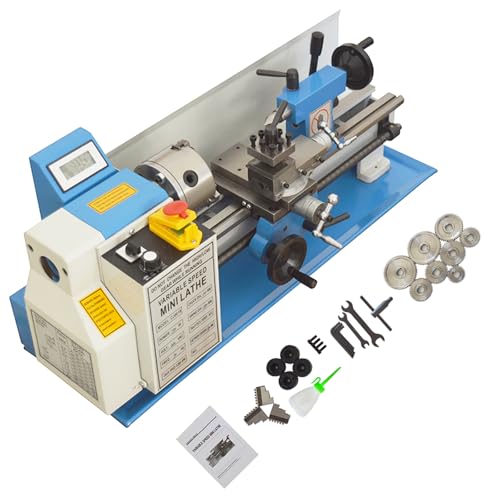 Yokoma Mini Metal Lathe Benchtop Metal Lathe Machine Precision Mini Metal Lathe Metal Working Lathe for Teaching Turning DIY Processing 750W Brushless Motor Metric Thread 110V