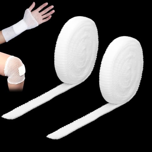Image of 2 Rolls 11 Yard Tubular Bandage, 1 Inch Elastic Net Bandages, Wound Dressing Elastic Mesh Net, Tubular Gauze for Arm Wounds Without The Use of Adhesive Tape (5 M)