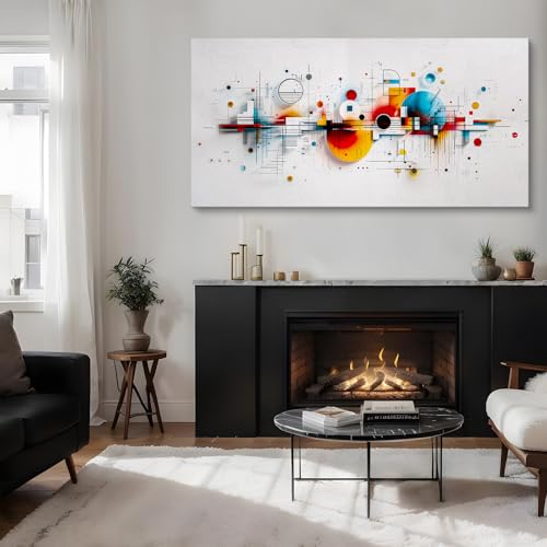 SERIMINO Colorful Abstract Large Wall Art, Geometric Dot Line Minimalist Canvas Prints Paintings, Modern Aesthetic Pictures Wall Decor Living Room Bedroom Game Room, Office Decor Artwork 30"X60"