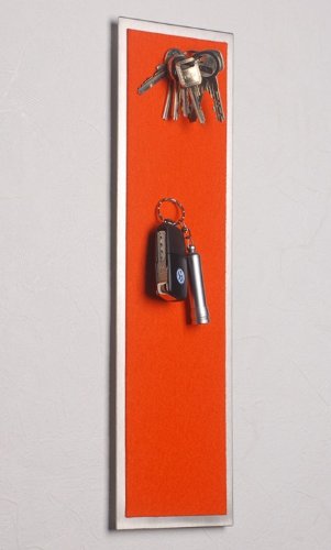 Magnet-Schlüsselbrett aus Edelstahl (42 x 12 cm) mit Filz in orange – statt Schlüsselkasten