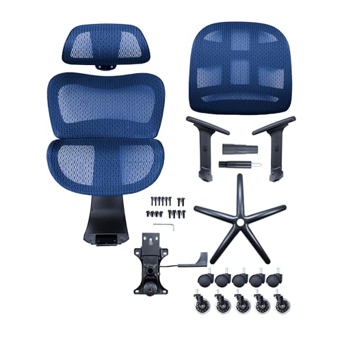 Image of Nouhaus Ergo3dL Home Office Desk Chairs Ergonomic Office Chair High-Back Mesh Rolling Work Chairs with Wheels and Adjustable Headrests Comfortable Lumbar Support Adjustable Armrests (Blue)