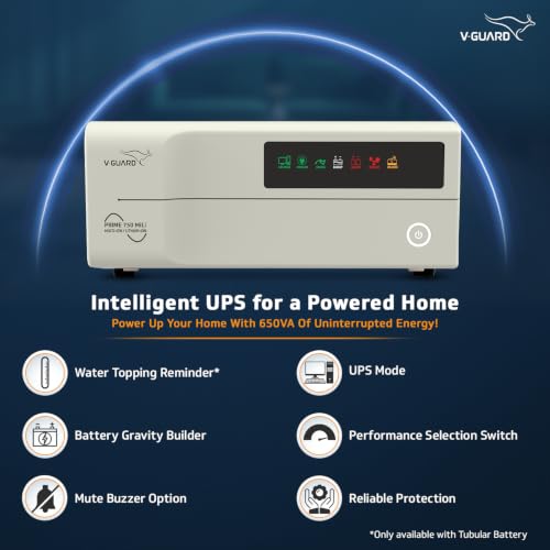 Image of V-Guard Prime 750 Mili 650VA /12V Pure Sine Wave Inverter|3-Years Warranty